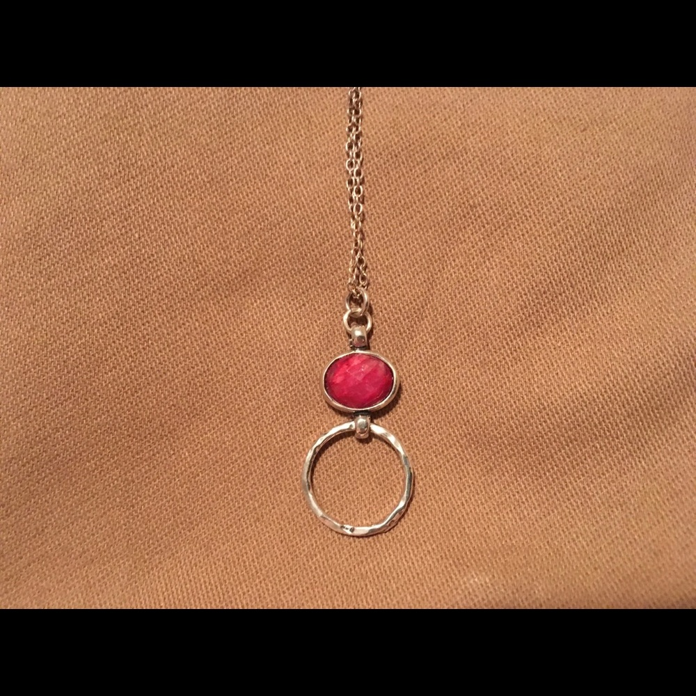 Sterling silver and stone necklace.